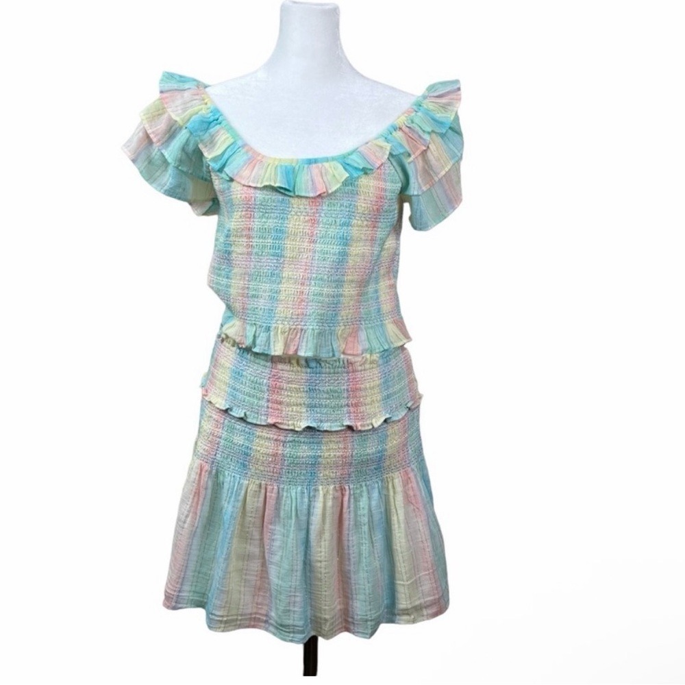 LoveShackFancy Rainbow Gauze Camilla Skirt Sand Top Set Size Large - Picture 2 of 4